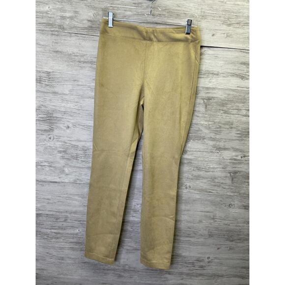 Max Studio Leggings M Womens Beige Microfiber Stretch Pull On Skinny Leg - Picture 1 of 12
